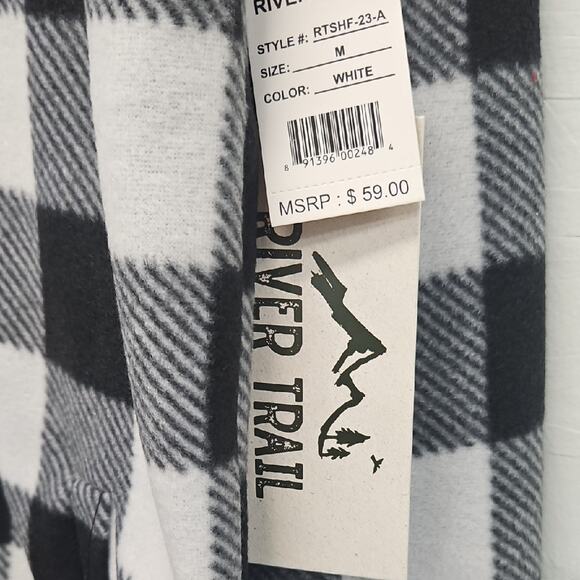 NWT Mens River Trail Black/White Plaid Fleece Lined Hoodie Jacket Medium MSRP$59 - Picture 2 of 5